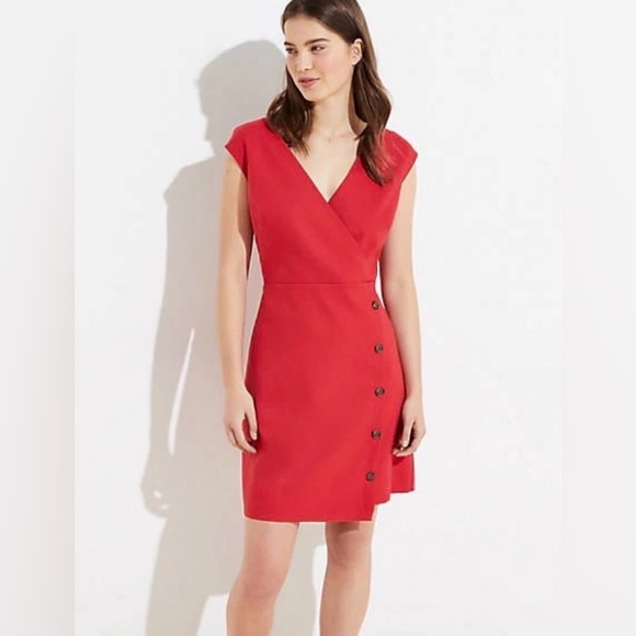 LOFT Dresses & Skirts - LOFT Red Sleeveless Button Front Mini Dress